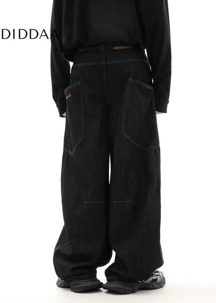 Beige Loose Fit Scimitar Wide-Legged Jeans - Men’s Jeans