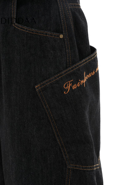 Beige Loose Fit Scimitar Wide-Legged Jeans - Men’s Jeans