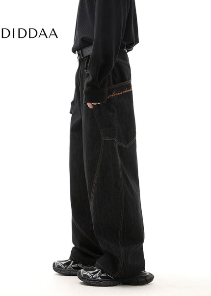 Beige Loose Fit Scimitar Wide-Legged Jeans - Men’s Jeans