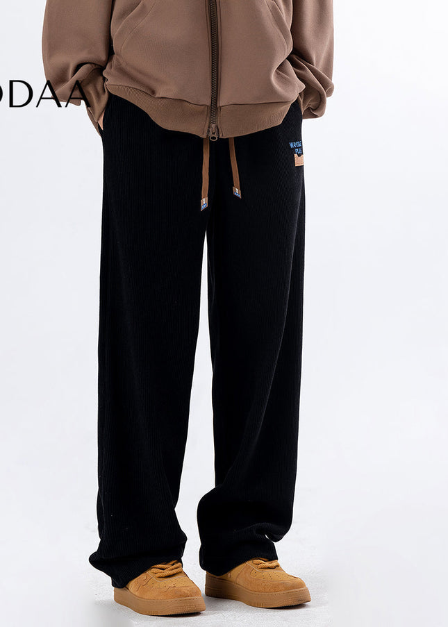 Beige Loose Fit Straight Sweatpants for Men - S / Black - Unisex Sweatpants