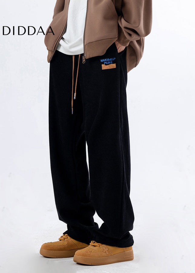 Beige Loose Fit Straight Sweatpants for Men - Unisex Sweatpants