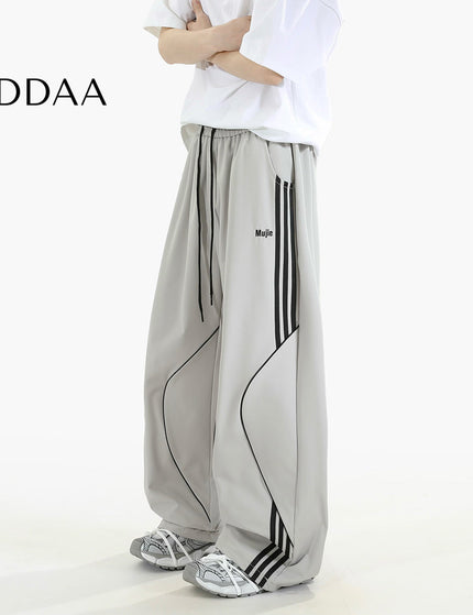 Beige Loose Fit Striped Casual Pants for Men and Women - S / Grey - Unisex Sweatpants