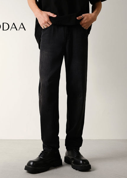 Beige Loose Fit Tapered Jeans for Men Summer - 28 / Black - Men’s Jeans