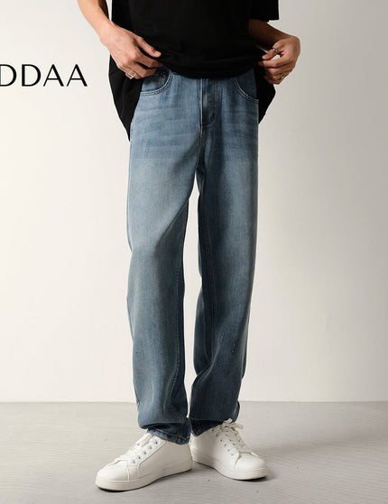 Beige Loose Fit Tapered Jeans for Men Summer - 28 / Mid Blue - Men’s Jeans