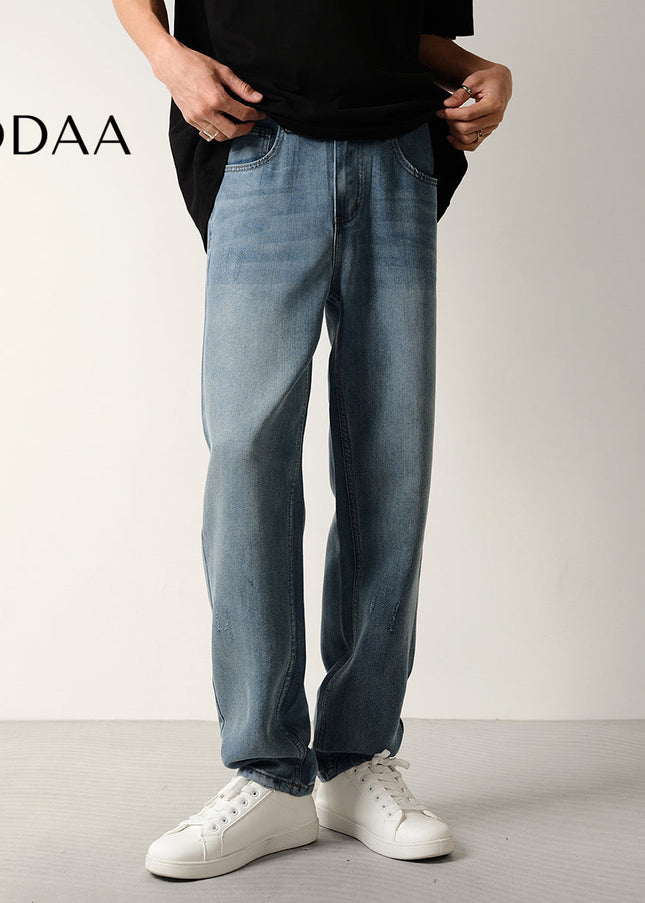 Beige Loose Fit Tapered Jeans for Men Summer - 28 / Mid Blue - Men’s Jeans