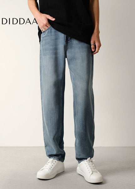 Beige Loose Fit Tapered Jeans for Men Summer - Men’s Jeans