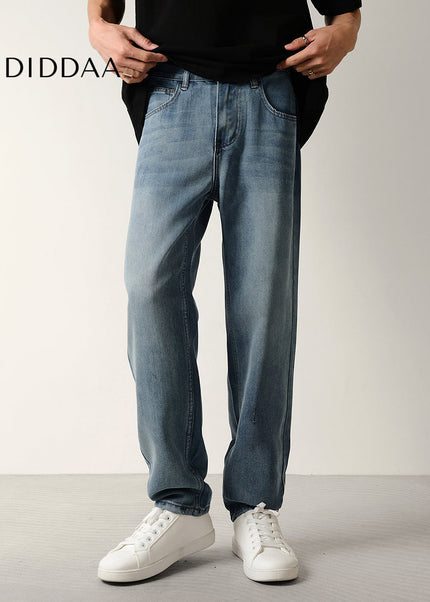 Beige Loose Fit Tapered Jeans for Men Summer - Men’s Jeans