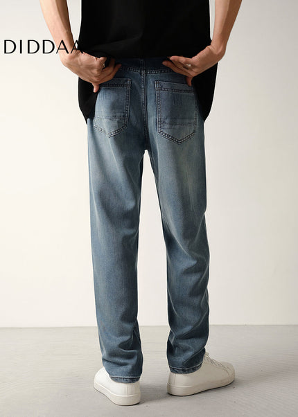 Beige Loose Fit Tapered Jeans for Men Summer - Men’s Jeans