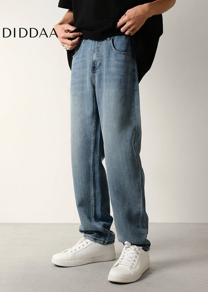 Beige Loose Fit Tapered Jeans for Men Summer - Men’s Jeans