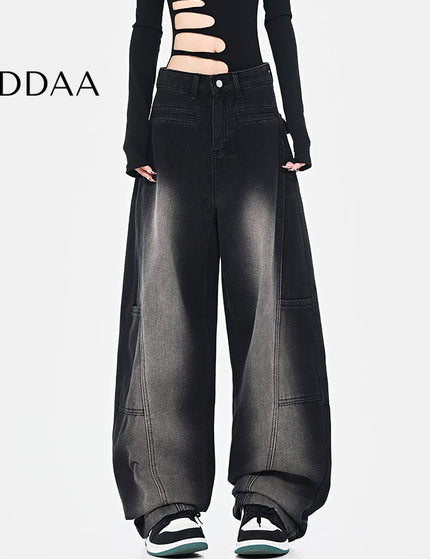 Beige Loose Fit Vintage Cargo Wide-Leg Pants - S / Black - Women’s Jeans