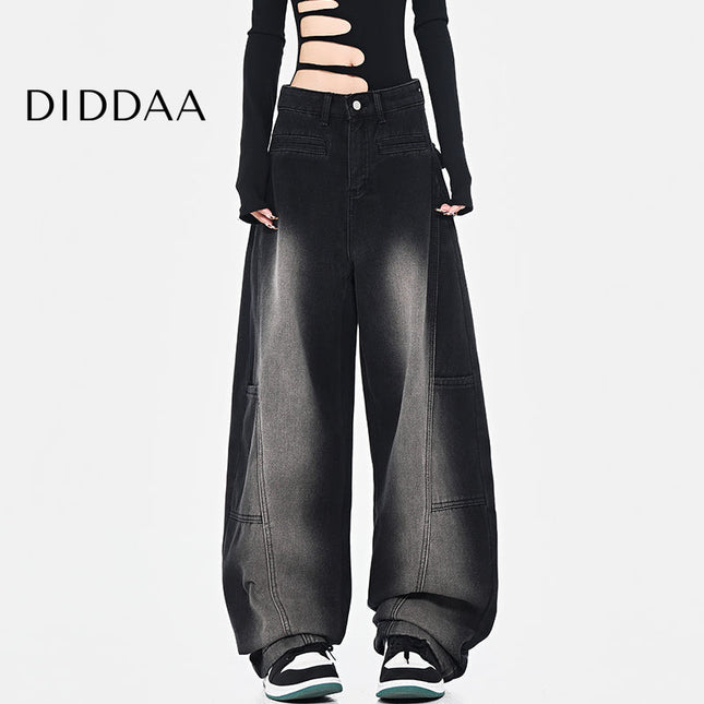 Beige Loose Fit Vintage Cargo Wide-Leg Pants - S / Black - Women’s Jeans