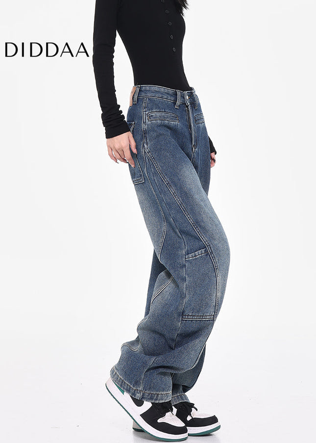 Beige Loose Fit Vintage Cargo Wide-Leg Pants - Women’s Jeans