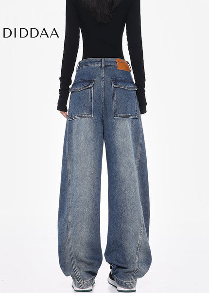 Beige Loose Fit Vintage Cargo Wide-Leg Pants - Women’s Jeans