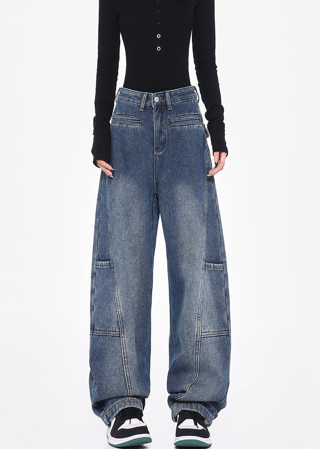 Beige Loose Fit Vintage Cargo Wide-Leg Pants - Women’s Jeans