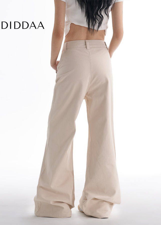 Beige Multi-Pocket Bootcut Cargo Pants for Women - Women’s Jeans
