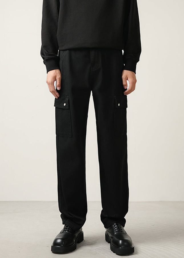 Beige Multi-Pocket Cargo Jeans for Men Casual Trousers - 28 / Black - Men’s Jeans