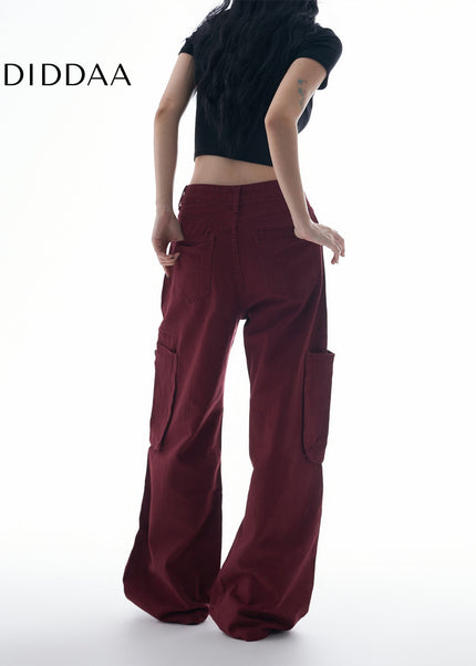Beige Multi-Pocket Pleated Cargo Pants for Women - Women’s Jeans