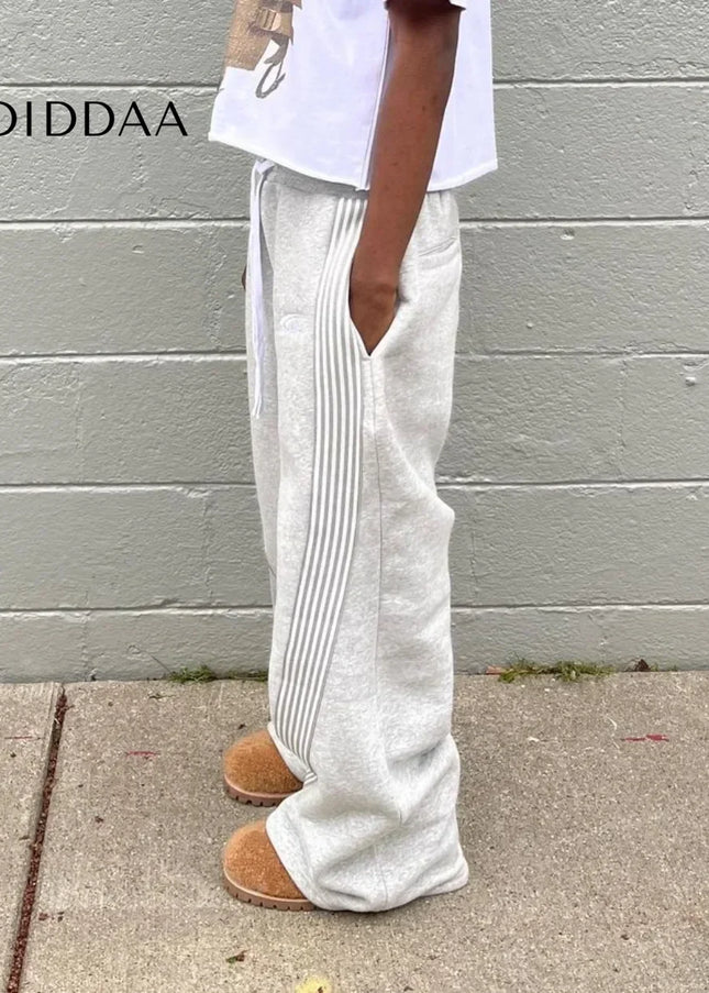 Beige Oversized Casual Wide Leg Trousers Y2k Harajuku Style - Unisex Sweatpants