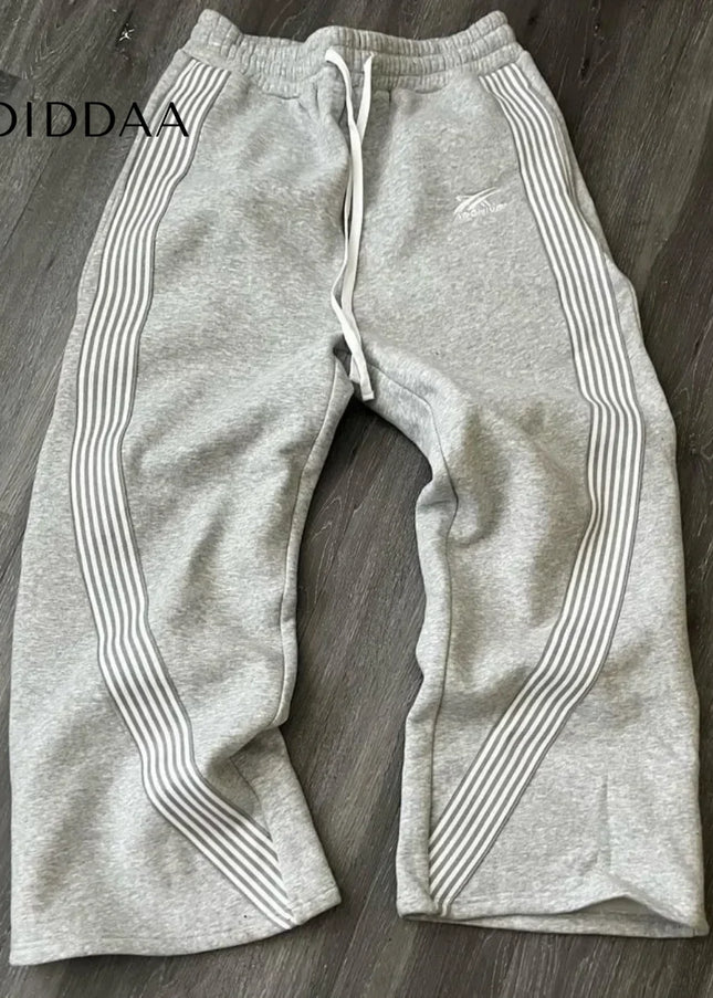 Beige Oversized Casual Wide Leg Trousers Y2k Harajuku Style - Unisex Sweatpants