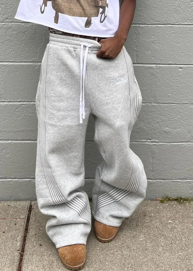 Beige Oversized Casual Wide Leg Trousers Y2k Harajuku Style - Unisex Sweatpants