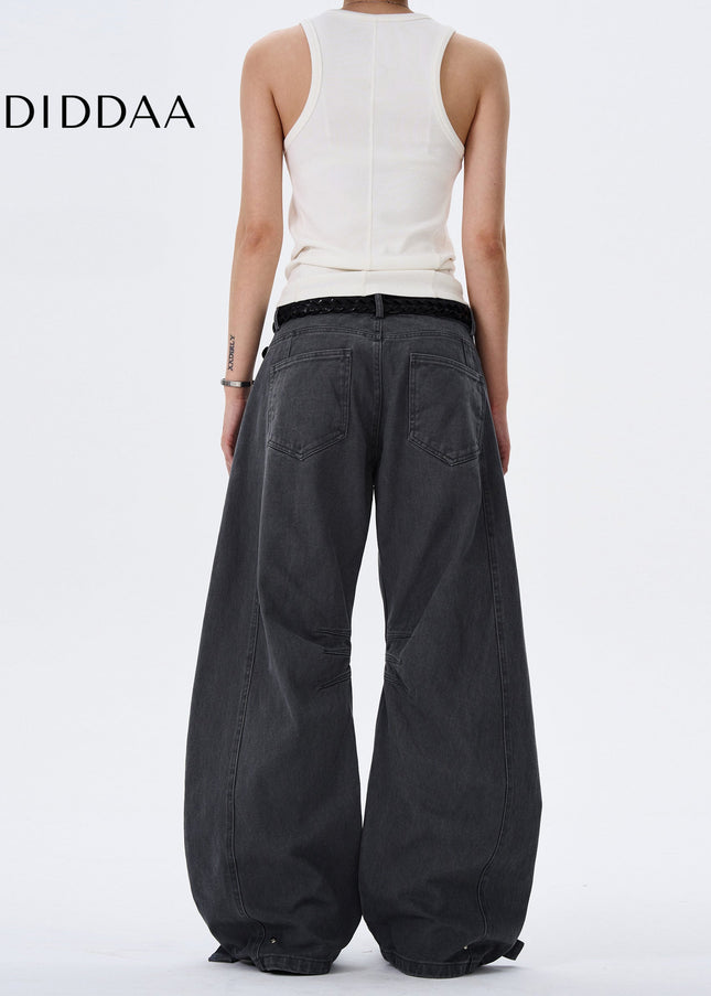 Beige Pleated Design Cargo Jeans Wide-Leg Trend - Men’s Jeans
