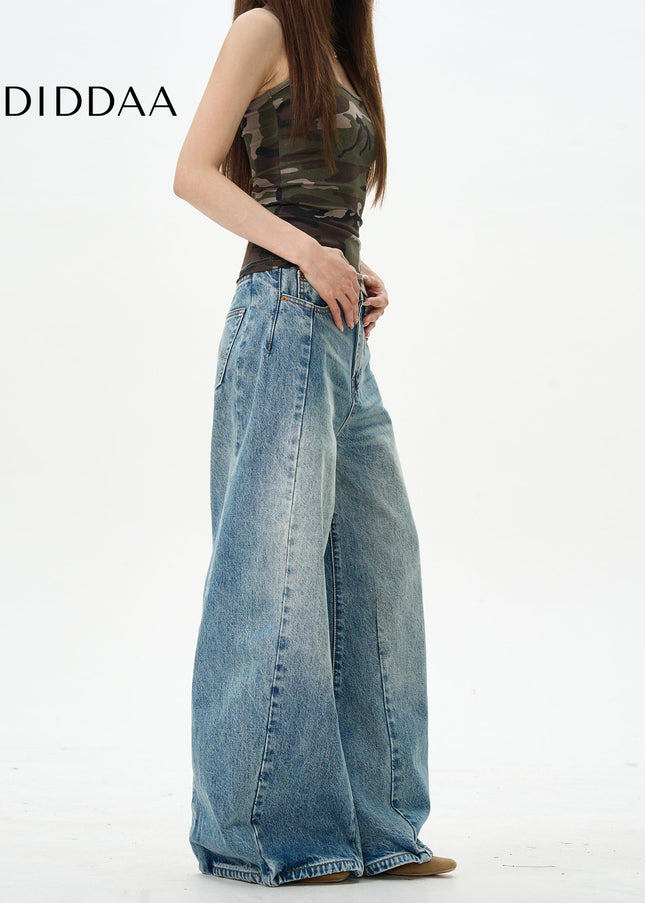 Beige Retro Scimitar Pants for Trendy Couples - Women’s Jeans