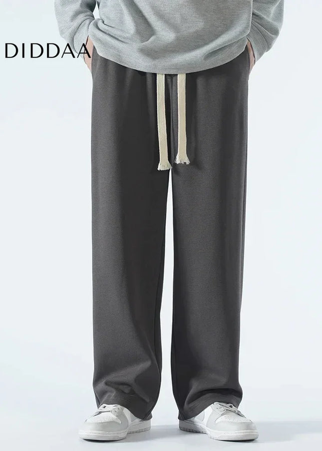 Beige Soft Wide Leg Casual Pants for Men - Dark Grey / S - Unisex Sweatpants