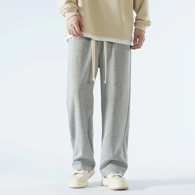 Beige Soft Wide Leg Casual Pants for Men - Unisex Sweatpants