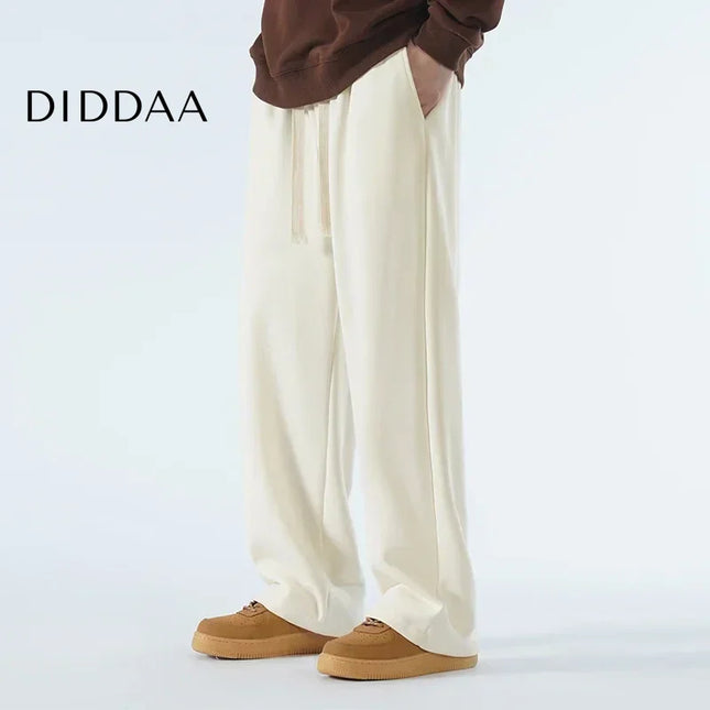 Beige Soft Wide Leg Casual Pants for Men - Unisex Sweatpants