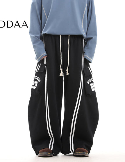 Beige Striped Large Pocket Scimitar Sweatpants - S / Black - Unisex Sweatpants