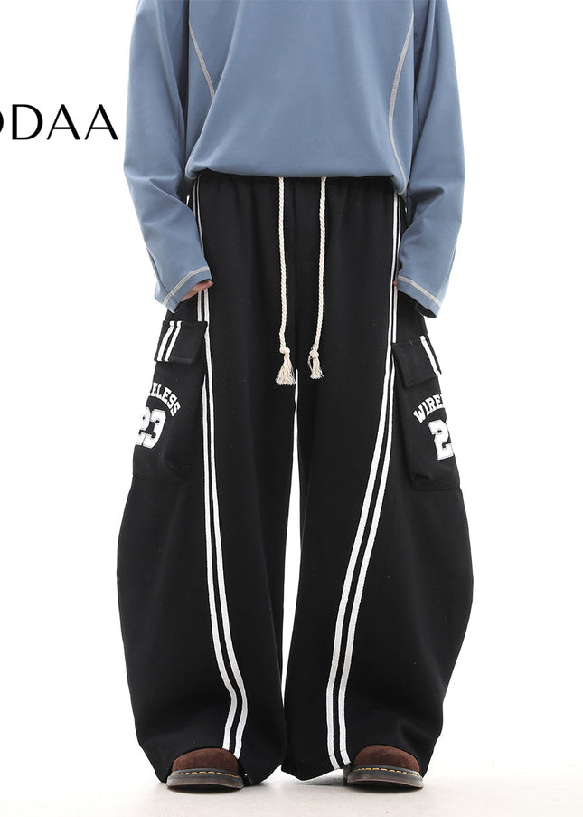 Beige Striped Large Pocket Scimitar Sweatpants - S / Black - Unisex Sweatpants
