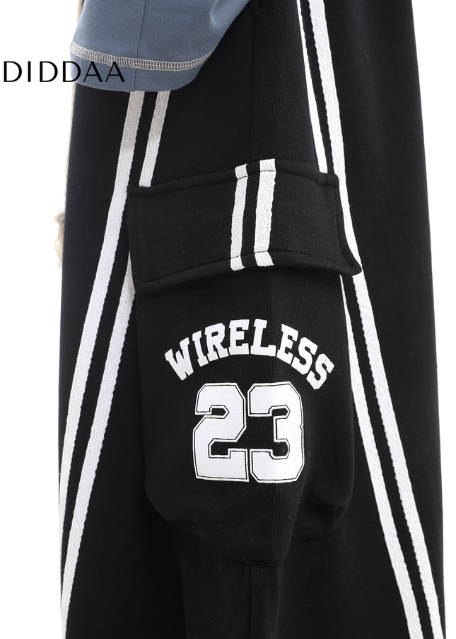 Beige Striped Large Pocket Scimitar Sweatpants - Unisex Sweatpants