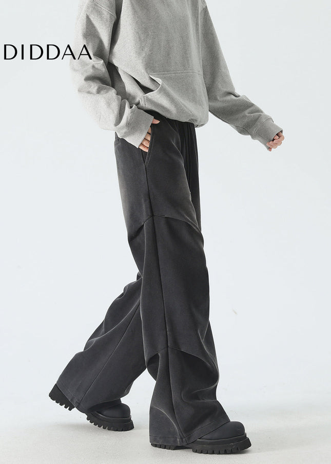 Beige Three-Dimensional Scimitar Design Straight Pants - Unisex Sweatpants