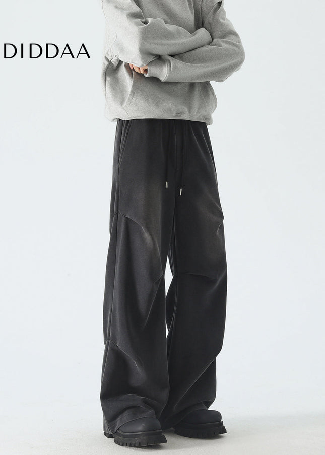 Beige Three-Dimensional Scimitar Design Straight Pants - Unisex Sweatpants
