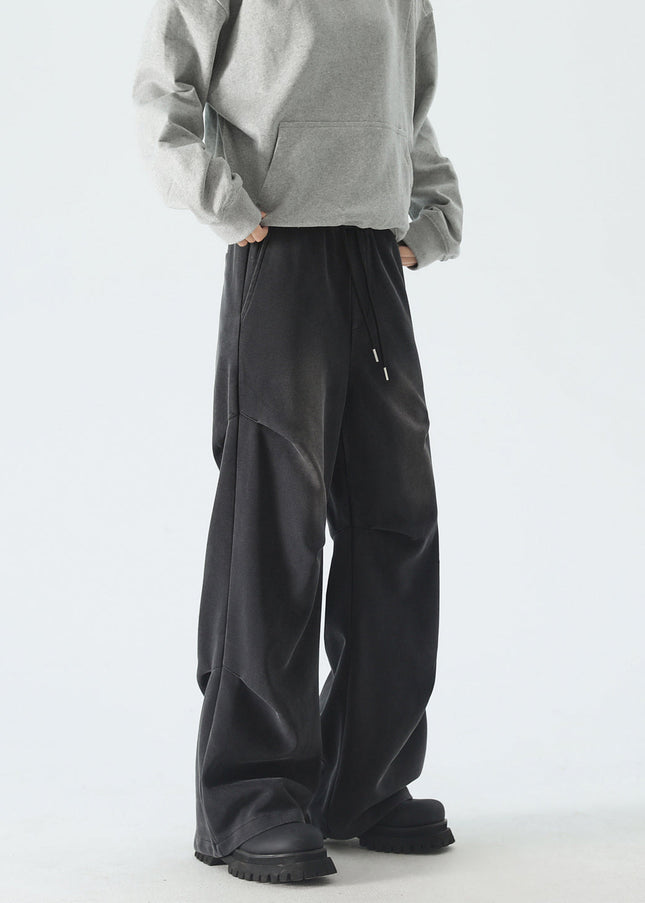 Beige Three-Dimensional Scimitar Design Straight Pants - Unisex Sweatpants