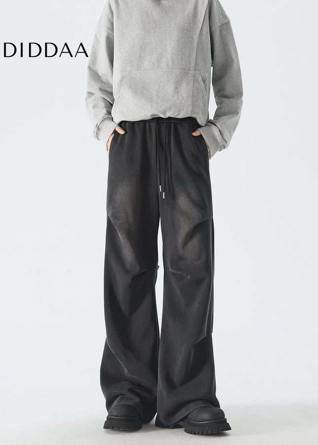 Beige Three-Dimensional Scimitar Design Straight Pants - Unisex Sweatpants
