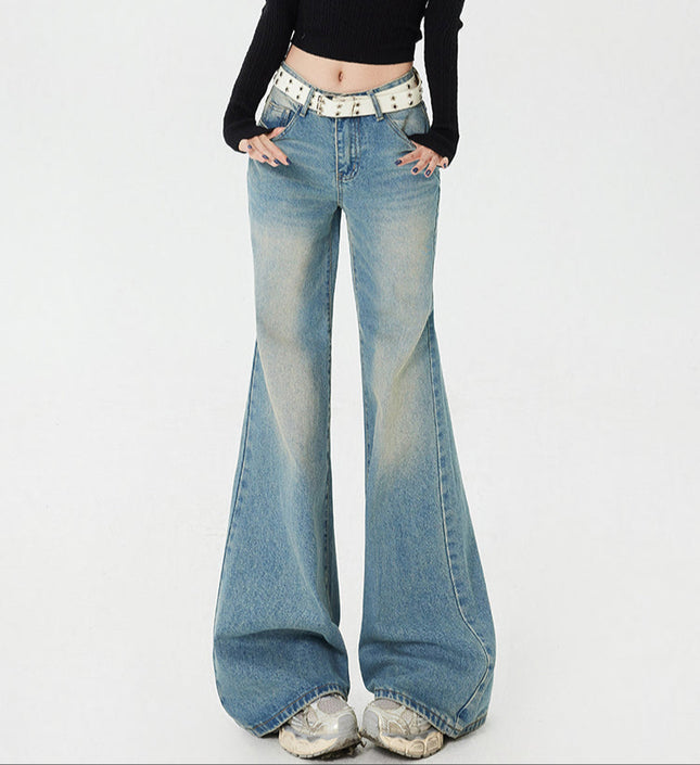 Beige Versatile Slim Loose American-Style Flared Pants - Women’s Jeans