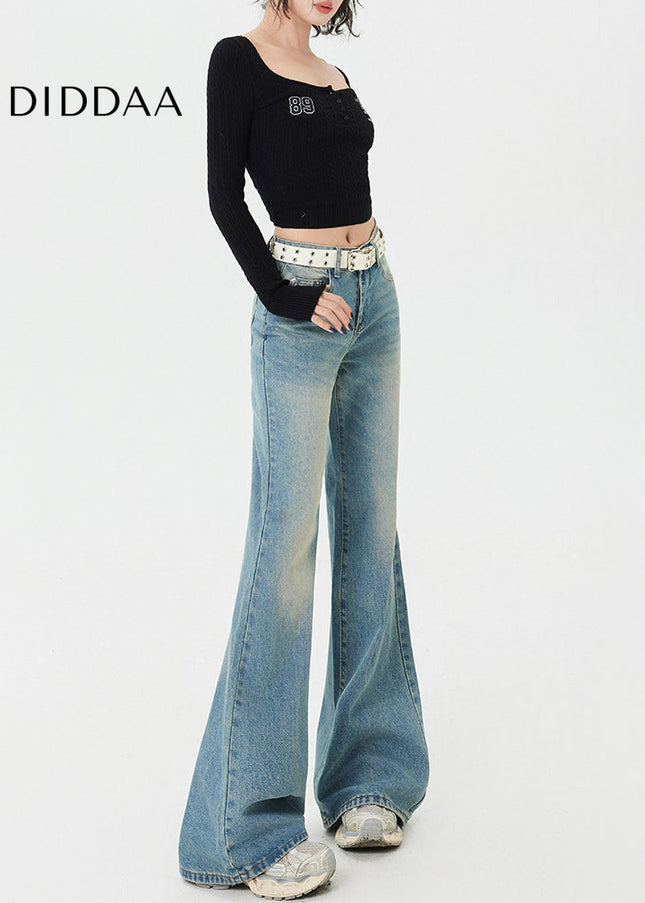 Beige Versatile Slim Loose American-Style Flared Pants - Women’s Jeans