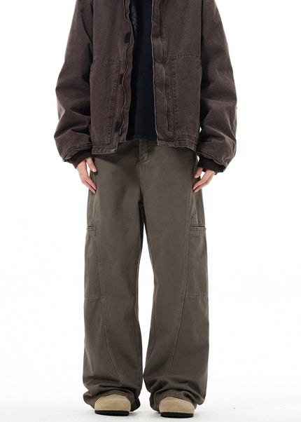 Beige Vintage Deconstructed Cargo Pants Loose Fit - Men’s Jeans