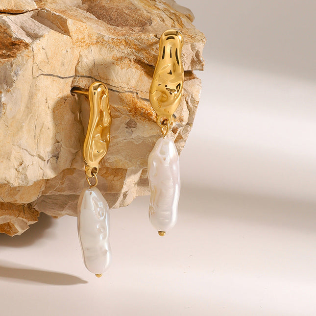 Jieding European and American stainless steel pearl stud earrings luxury niche ins earrings titanium steel earrings cross-border earring