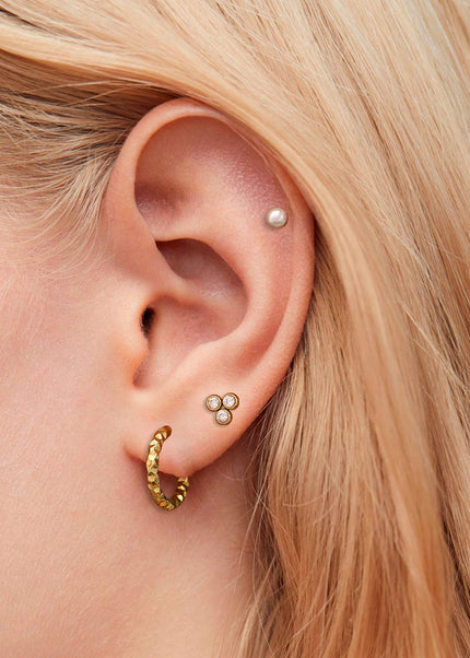 Jieding European and American stainless steel round earrings high-quality zircon pearl stud earrings titanium steel non-fading earrings cross-border