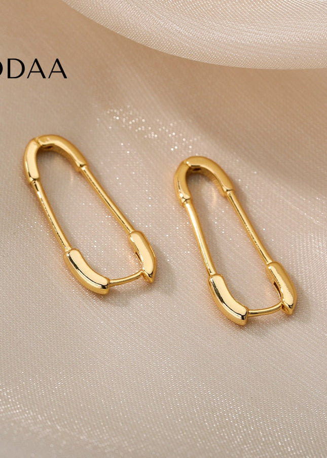 Benet Earrings | Gold Silver Paperclip Hoop Earrings - Earrings