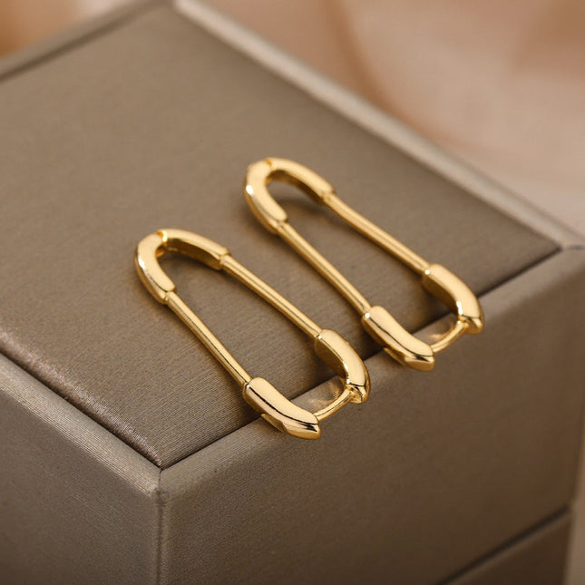 Benet Earrings | Gold Silver Paperclip Hoop Earrings - Gold - Earrings