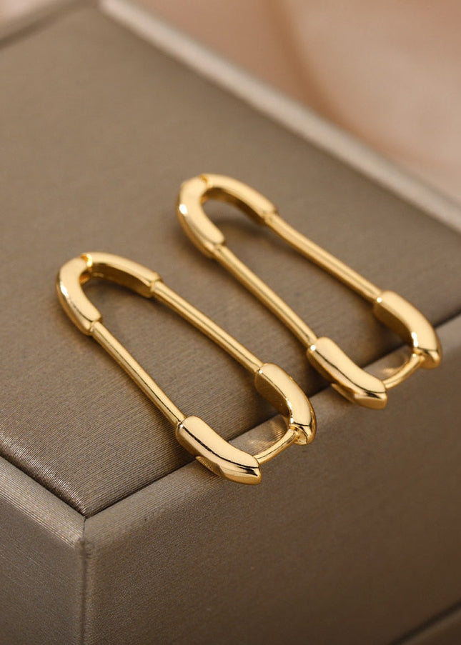 Benet Earrings | Gold Silver Paperclip Hoop Earrings - Gold - Earrings