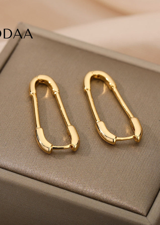 Benet Earrings | Gold Silver Paperclip Hoop Earrings - Earrings