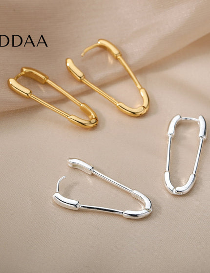 Benet Earrings | Gold Silver Paperclip Hoop Earrings - Silver - Earrings