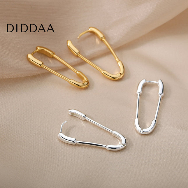 Benet Earrings | Gold Silver Paperclip Hoop Earrings - Silver - Earrings