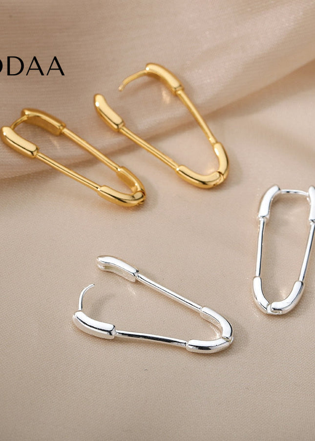Benet Earrings | Gold Silver Paperclip Hoop Earrings - Silver - Earrings