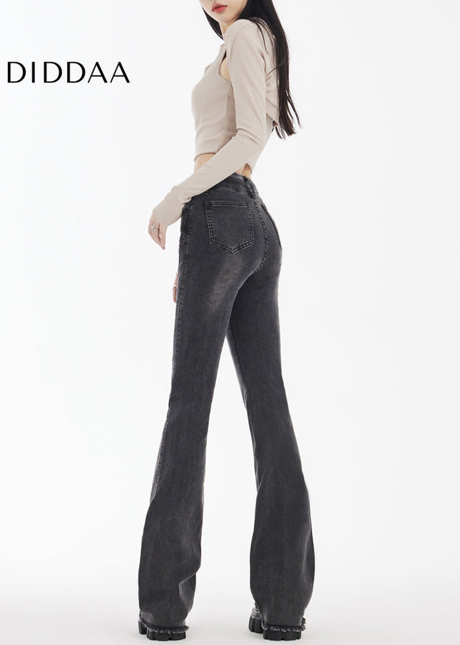 Black and Gray High-Waisted Flared Jeans for Women - Women’s Jeans