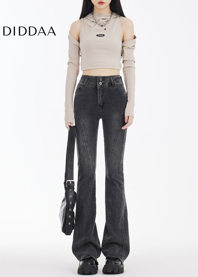 Black and Gray High-Waisted Flared Jeans for Women - Women’s Jeans